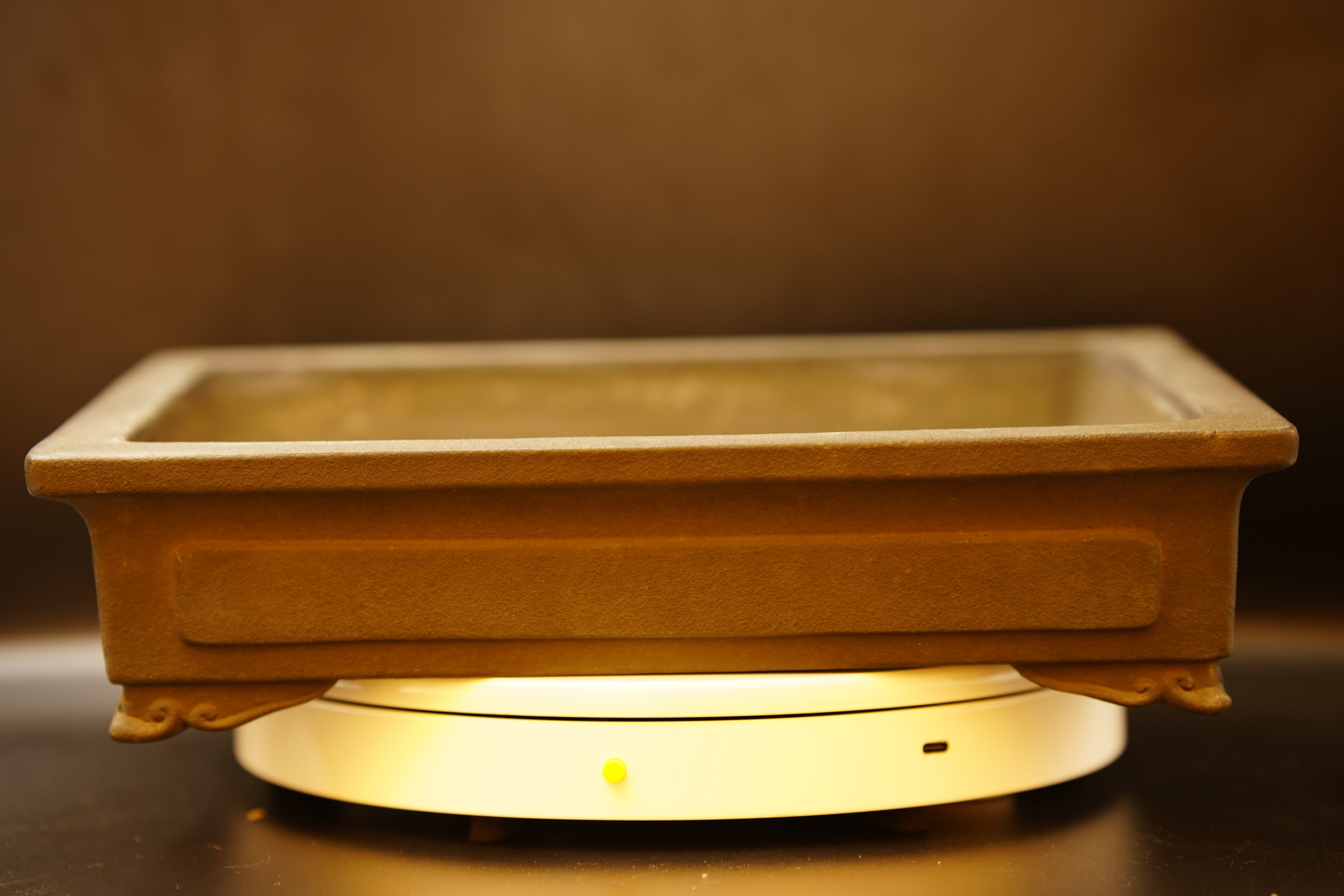 【香港現貨 – 日本盆缽(附上影片)】山秋 - 烏泥外緣雲足長方缽 (33*23*7.5)