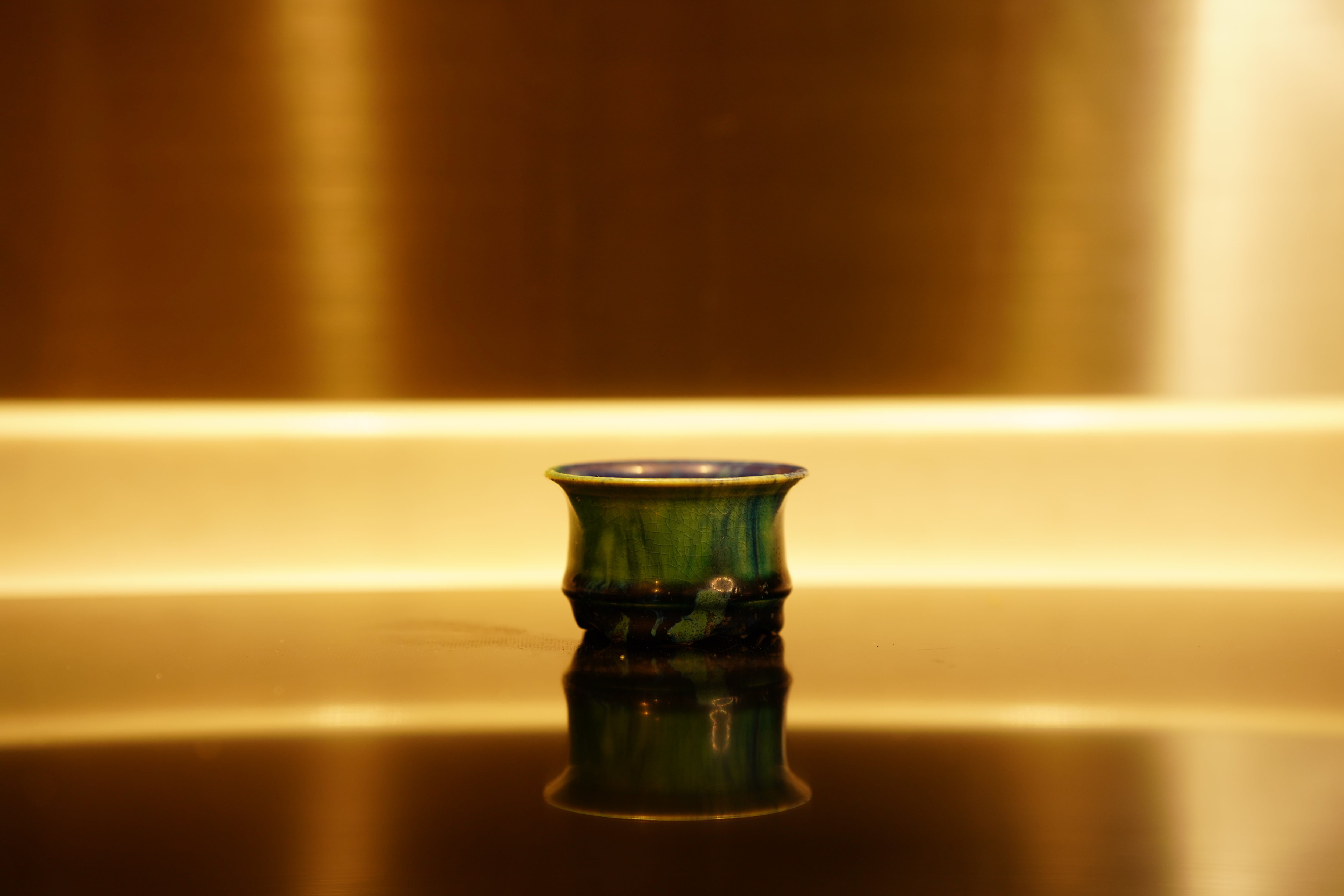 【香港現貨 – 日本盆缽】武州庵福茂盆 – 緑釉窯変丸缽 (7.2*4.5)