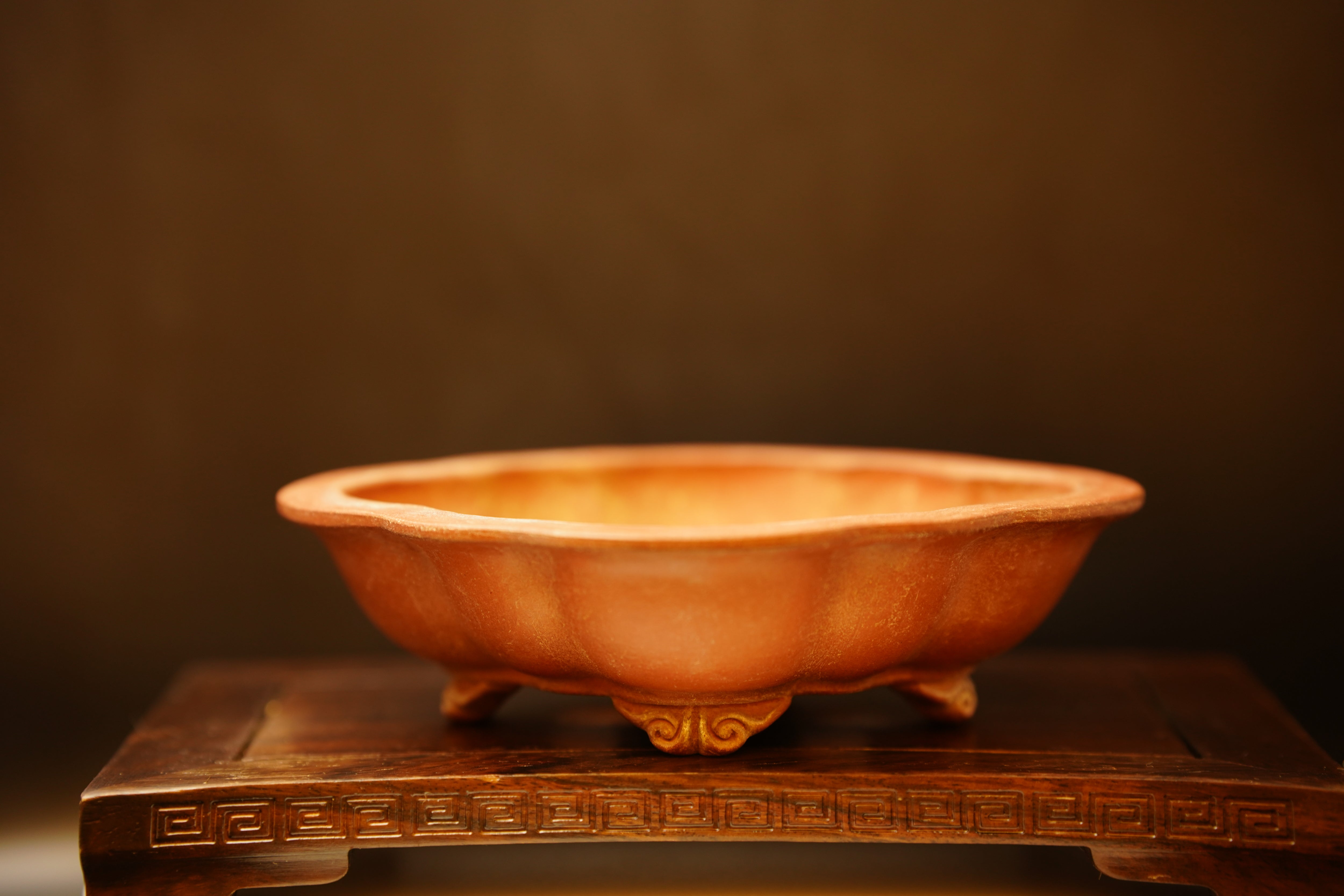 【香港現貨 – 日本盆缽（附上影片）】雨宮忍 – 雲足木瓜鉢 (18.5*16.5*5)