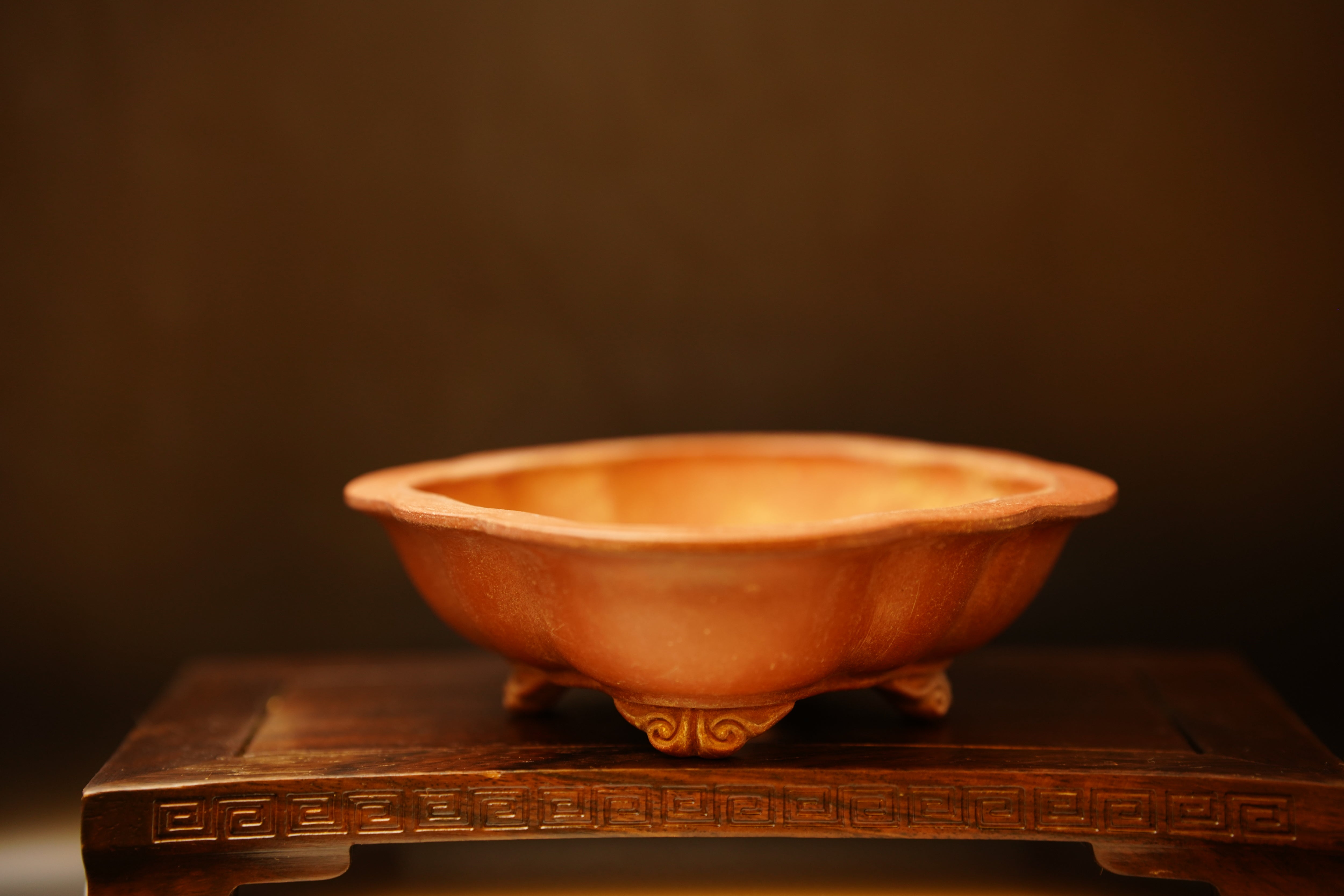 【香港現貨 – 日本盆缽（附上影片）】雨宮忍 – 雲足木瓜鉢 (18.5*16.5*5)