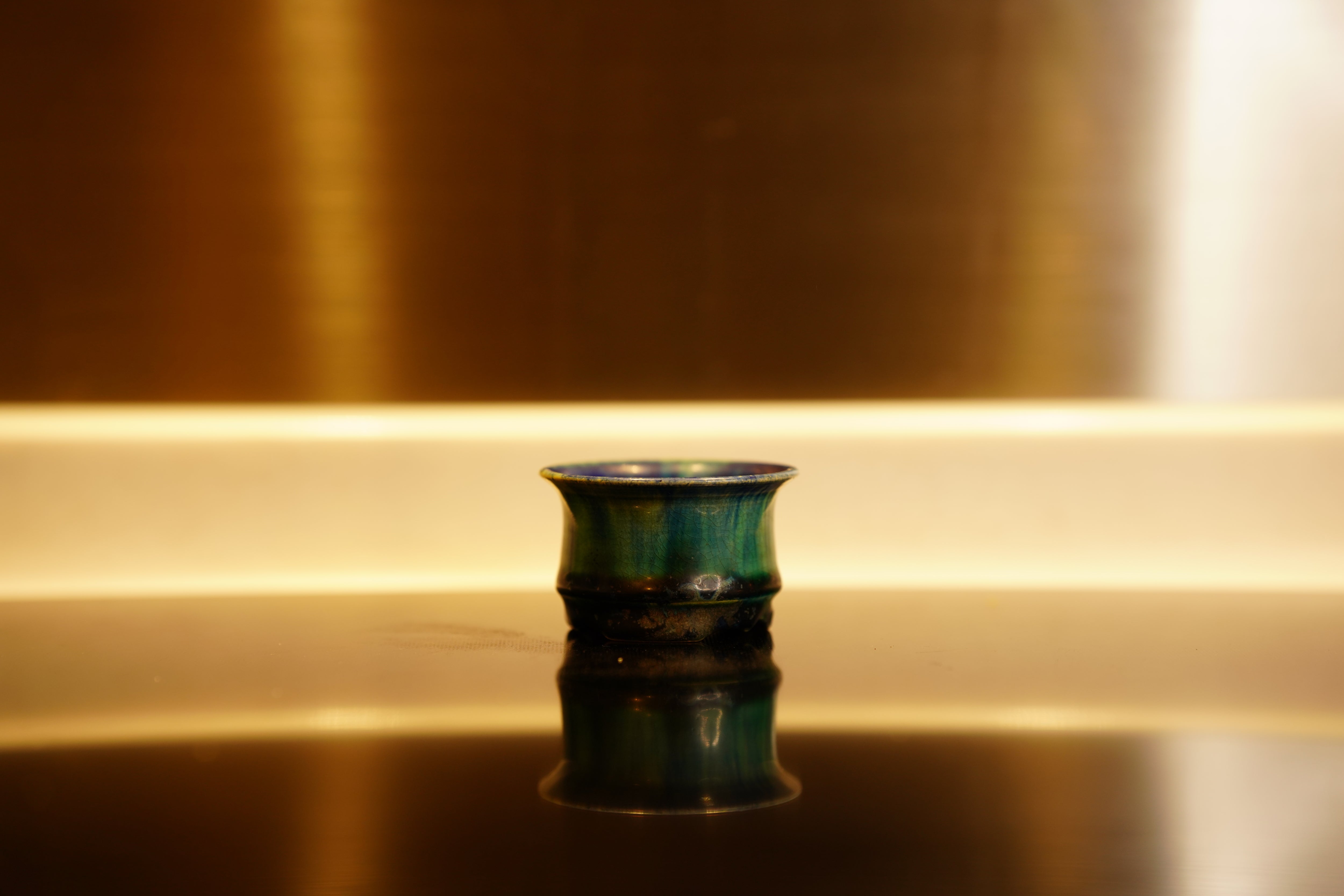 【香港現貨 – 日本盆缽】武州庵福茂盆 – 緑釉窯変丸缽 (7.2*4.5)