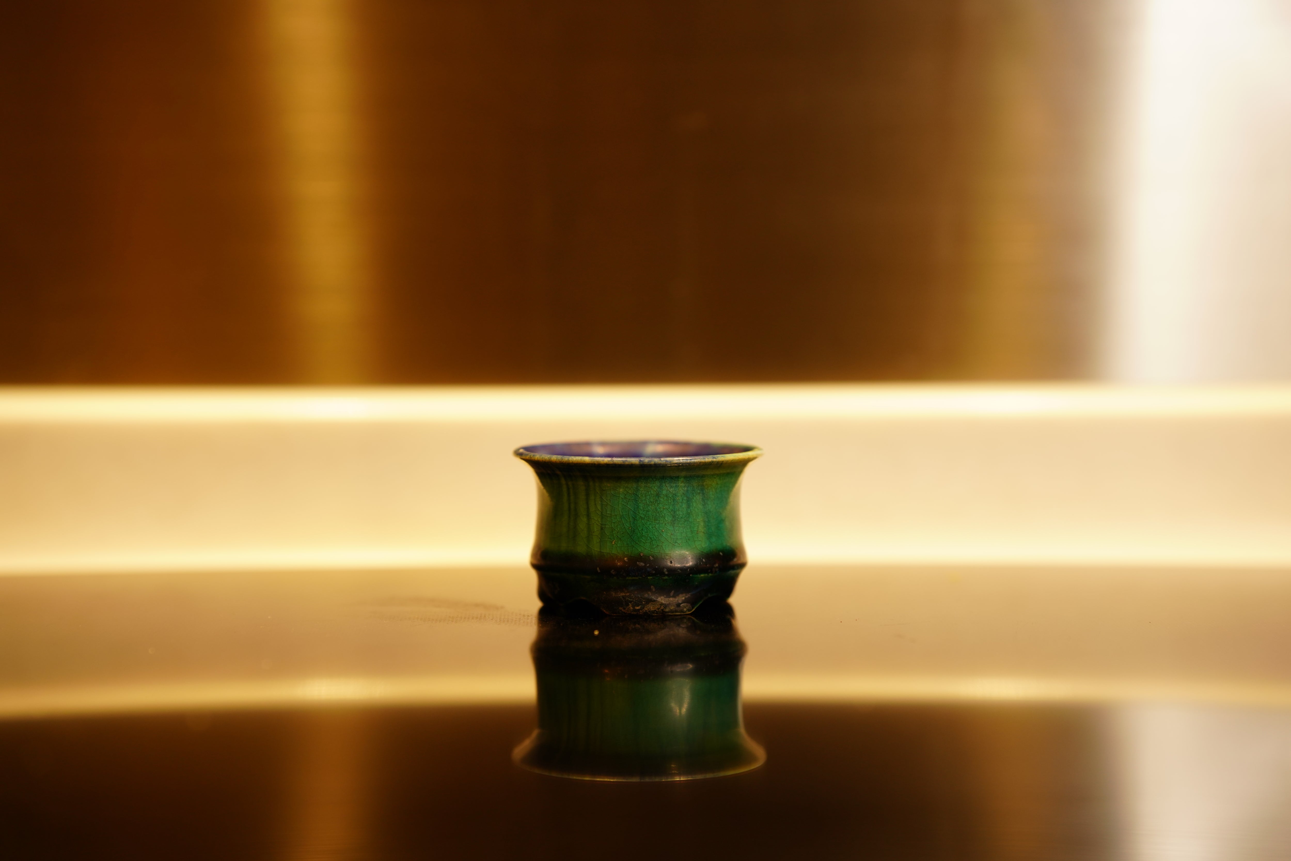 【香港現貨 – 日本盆缽】武州庵福茂盆 – 緑釉窯変丸缽 (7.2*4.5)